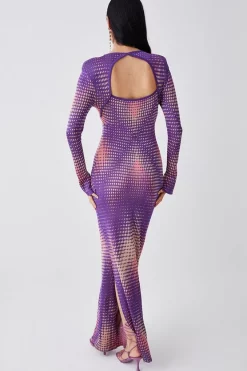 Deals 🥰 Karen Millen Mirrored Knitted Maxi Column 👗 Dress 🔥 -PARTY DRESSES Sales Store bkk05889 purple xl 5