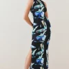Outlet 🎁 Karen Millen High Neck Body Print Jersey Column Midaxi 👗 Dress ⌛ -PARTY DRESSES Sales Store bkk05893 blue xl