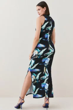 Outlet π Karen Millen High Neck Body Print Jersey Column Midaxi π Dress β 9 Outlet π Karen Millen High Neck Body Print Jersey Column Midaxi π Dress β -PARTY DRESSES Sales Store bkk05893 blue xl 2