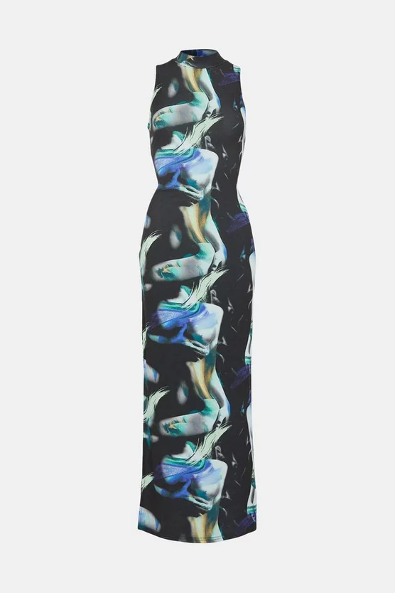 Outlet π Karen Millen High Neck Body Print Jersey Column Midaxi π Dress β 6 Outlet π Karen Millen High Neck Body Print Jersey Column Midaxi π Dress β - Image 4