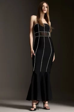 Coupon 🧨 Karen Millen Bandage Bandeau Mesh Knit Maxi 👗 Dress ✨