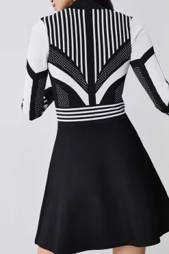 Brand new 🎉 Karen Millen Mono Sporty Jacquard Knit Mini Skater 👗 Dress 😍 -PARTY DRESSES Sales Store bkk05924 mono xl 5