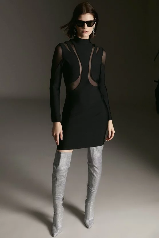 Promo π Karen Millen Bandage Cut Out Mesh Knitted Mini π Dress π 3 Promo π Karen Millen Bandage Cut Out Mesh Knitted Mini π Dress π