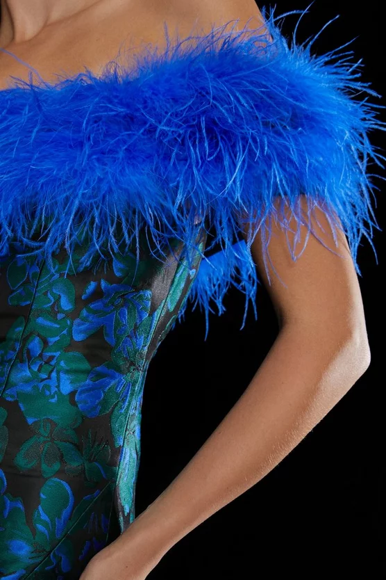 Wholesale π Karen Millen Jacquard Feather Trim Bardot Mini π Dress β 7 Wholesale π Karen Millen Jacquard Feather Trim Bardot Mini π Dress β - Image 5