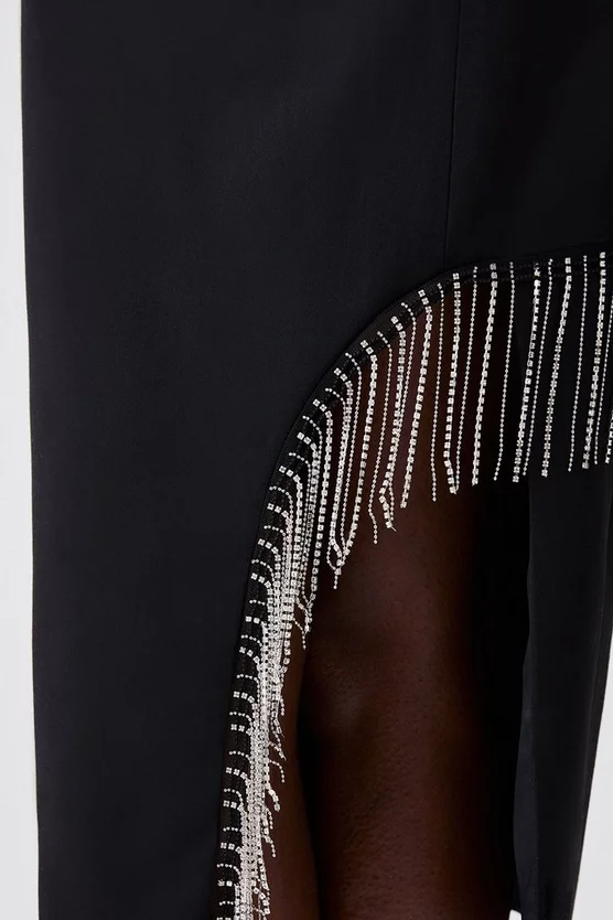 Cheap β Karen Millen Crystal Fringe Diamante Back Pencil Midi π Dress 𧨠4 Cheap β Karen Millen Crystal Fringe Diamante Back Pencil Midi π Dress 𧨠- Image 2