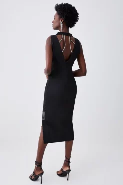 Cheap β Karen Millen Crystal Fringe Diamante Back Pencil Midi π Dress 𧨠12 Cheap β Karen Millen Crystal Fringe Diamante Back Pencil Midi π Dress 𧨠-PARTY DRESSES Sales Store bkk06072 black xl 4