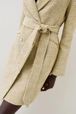 Deals 🧨 Karen Millen Tweed Blazer Cuff Mini 👗 Dress 🌟 -PARTY DRESSES Sales Store bkk06081 lime xl 4