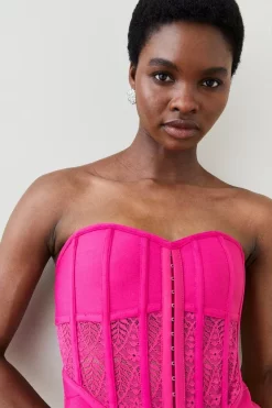 Buy 🎁 Karen Millen Knitted Bandage Corset Mini 👗 Dress 😍 -PARTY DRESSES Sales Store bkk06099 fuchsia xl 2