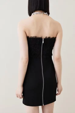 Best deal 🌟 Karen Millen Tassle And Ponte Bardot Mini 👗 Dress 👍 -PARTY DRESSES Sales Store bkk06142 black xl 2