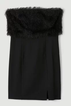 Best deal 🌟 Karen Millen Tassle And Ponte Bardot Mini 👗 Dress 👍 -PARTY DRESSES Sales Store bkk06142 black xl 3