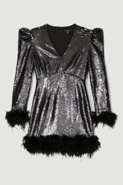 Best deal π Karen Millen Feather & Sequin Strong Shoulder Mini π Dress π₯° 11 Best deal π Karen Millen Feather & Sequin Strong Shoulder Mini π Dress π₯° -PARTY DRESSES Sales Store bkk06219 black xl 3
