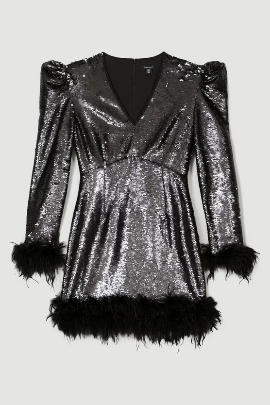 Best deal π Karen Millen Feather & Sequin Strong Shoulder Mini π Dress π₯° 6 Best deal π Karen Millen Feather & Sequin Strong Shoulder Mini π Dress π₯° - Image 4