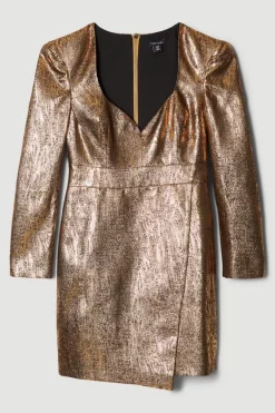 Top 10 🤩 Karen Millen Sweetheart Neck Jacquard Mini 👗 Dress ✨ -PARTY DRESSES Sales Store bkk06235 gold xl 3