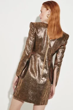 Top 10 🤩 Karen Millen Sweetheart Neck Jacquard Mini 👗 Dress ✨ -PARTY DRESSES Sales Store bkk06235 gold xl 5