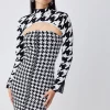 Deals 😉 Karen Millen 🐕 Dogtooth Co-ord Knit Mini 👗 Dress 🔥 -PARTY DRESSES Sales Store bkk06320 mono xl