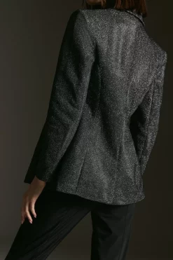 Best Sale 🔔 Karen Millen Metallic Button Up Blazer 😉 -PARTY DRESSES Sales Store bkk06322 pewter xl 5