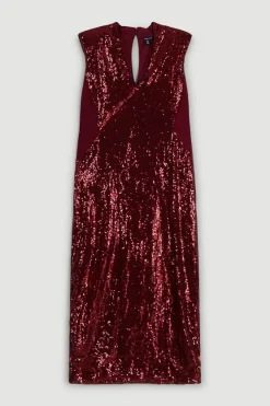 Cheapest 😍 Karen Millen Plus Size Sequin Midi 👗 Dress ❤️ -PARTY DRESSES Sales Store bkk06376 merlot xl 3
