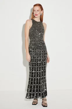 Coupon ⌛ Karen Millen Premium Crystal Embellished Open Back Maxi ✔️