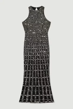 Coupon ⌛ Karen Millen Premium Crystal Embellished Open Back Maxi ✔️ -PARTY DRESSES Sales Store bkk06390 silver xl 3