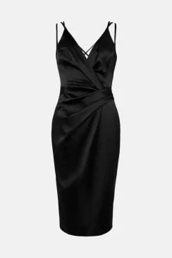 Cheapest 💯 Karen Millen Italian Structured Satin Strappy Midi 👗 Dress 💯 -PARTY DRESSES Sales Store bkk06395 black xl 3