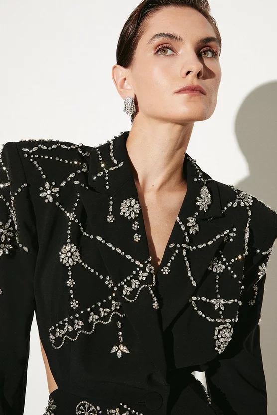 Hot Sale π Karen Millen Crystal Embellished Cady Blazer π Dress β€οΈ 4 Hot Sale π Karen Millen Crystal Embellished Cady Blazer π Dress β€οΈ - Image 2