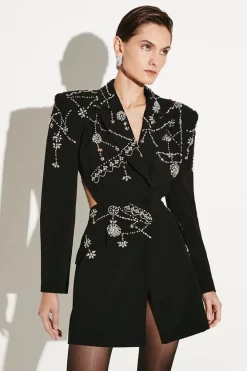 Hot Sale π Karen Millen Crystal Embellished Cady Blazer π Dress β€οΈ 11 Hot Sale π Karen Millen Crystal Embellished Cady Blazer π Dress β€οΈ -PARTY DRESSES Sales Store bkk06448 black xl 2