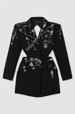 Hot Sale π Karen Millen Crystal Embellished Cady Blazer π Dress β€οΈ 12 Hot Sale π Karen Millen Crystal Embellished Cady Blazer π Dress β€οΈ -PARTY DRESSES Sales Store bkk06448 black xl 3