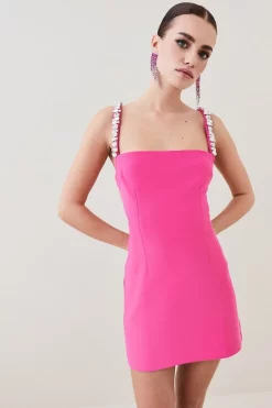 Cheap 👍 Karen Millen Petite Figure Form Crystal Embellished Mini ⌛