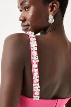 Cheap 👍 Karen Millen Petite Figure Form Crystal Embellished Mini ⌛ -PARTY DRESSES Sales Store bkk06450 pink xl 4