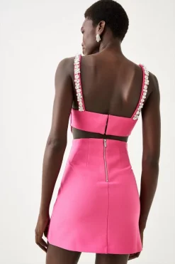 Cheap 👍 Karen Millen Petite Figure Form Crystal Embellished Mini ⌛ -PARTY DRESSES Sales Store bkk06450 pink xl 5