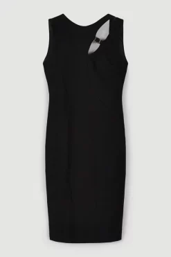 Best Pirce 🔔 Karen Millen Compact Stretch Chain Detail Pencil Midi 👗 Dress 🎉 -PARTY DRESSES Sales Store bkk06492 black xl 3