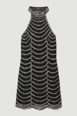 Budget π― Karen Millen Draped Beaded High Neck Mini π Dress π€© 12 Budget π― Karen Millen Draped Beaded High Neck Mini π Dress π€© -PARTY DRESSES Sales Store bkk06521 black xl 3