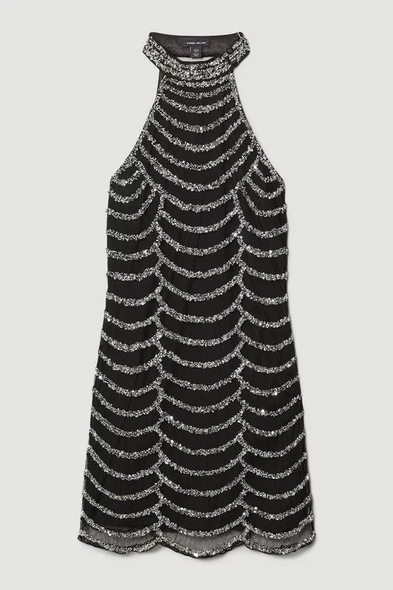 Budget π― Karen Millen Draped Beaded High Neck Mini π Dress π€© 6 Budget π― Karen Millen Draped Beaded High Neck Mini π Dress π€© - Image 4