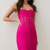 Discount ⌛ Karen Millen Petite Knitted Bandage Corset Mini 👗 Dress 👍 -PARTY DRESSES Sales Store bkk06534 fuchsia xl