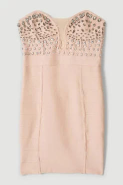 New 😀 Karen Millen Petite Corset Bandage Embellished Mini 👗 Dress 🌟 -PARTY DRESSES Sales Store bkk06537 blush xl 3