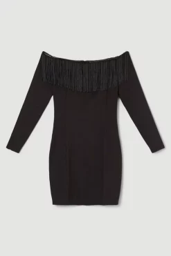 Flash Sale π Karen Millen Fringed Ponte Detail Bardot Mini π Dress π 11 Flash Sale π Karen Millen Fringed Ponte Detail Bardot Mini π Dress π -PARTY DRESSES Sales Store bkk06582 black xl 3