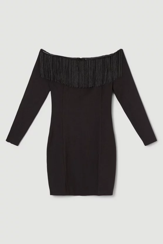 Flash Sale π Karen Millen Fringed Ponte Detail Bardot Mini π Dress π 6 Flash Sale π Karen Millen Fringed Ponte Detail Bardot Mini π Dress π - Image 4