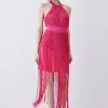 Promo π Karen Millen Fringed Ponte Detail Halter Neck Mini π Dress π 1 Promo π Karen Millen Fringed Ponte Detail Halter Neck Mini π Dress π -PARTY DRESSES Sales Store bkk06583 fuchsia xl