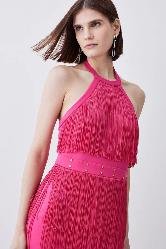 Promo ๐ Karen Millen Fringed Ponte Detail Halter Neck Mini ๐ Dress ๐ 3 Promo ๐ Karen Millen Fringed Ponte Detail Halter Neck Mini ๐ Dress ๐ - Image 2