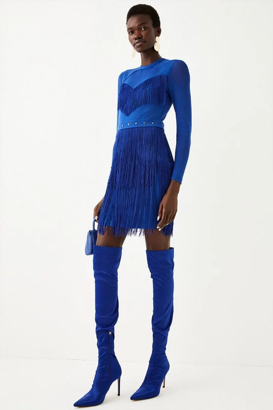 Cheap π Karen Millen Fringed Ponte Mesh Detail Mini π Dress β 4 Cheap π Karen Millen Fringed Ponte Mesh Detail Mini π Dress β - Image 2