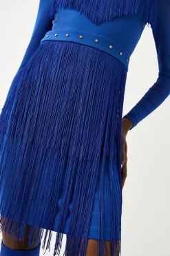 Cheap π Karen Millen Fringed Ponte Mesh Detail Mini π Dress β 10 Cheap π Karen Millen Fringed Ponte Mesh Detail Mini π Dress β -PARTY DRESSES Sales Store bkk06585 cobalt xl 2