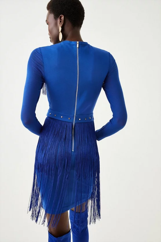 Cheap π Karen Millen Fringed Ponte Mesh Detail Mini π Dress β 6 Cheap π Karen Millen Fringed Ponte Mesh Detail Mini π Dress β - Image 4