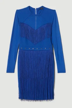 Cheap π Karen Millen Fringed Ponte Mesh Detail Mini π Dress β 12 Cheap π Karen Millen Fringed Ponte Mesh Detail Mini π Dress β -PARTY DRESSES Sales Store bkk06585 cobalt xl 4