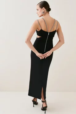 Flash Sale 👏 Karen Millen Tall Figure Form Crystal Embellished Midi 🔔 -PARTY DRESSES Sales Store bkk06598 black xl 2