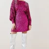 Best reviews of 🤩 Karen Millen Tall Sequin & Crystal Embellished Woven 👗 Dress 🔔 -PARTY DRESSES Sales Store bkk06605 hot20pink xl