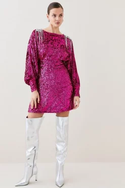 Best reviews of 🤩 Karen Millen Tall Sequin & Crystal Embellished Woven 👗 Dress 🔔