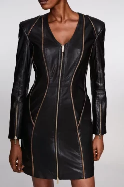 Flash Sale β Karen Millen Leather Snake Trim Detail Mini π Dress π 10 Flash Sale β Karen Millen Leather Snake Trim Detail Mini π Dress π -PARTY DRESSES Sales Store bkk06672 black xl 2