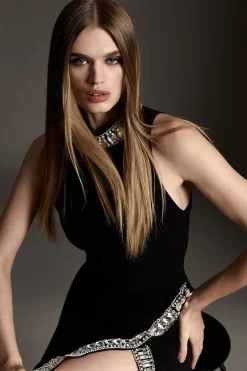 Top 10 🛒 Karen Millen Tall Crystal Embellished Woven Maxi 👗 Dress ❤️ -PARTY DRESSES Sales Store bkk06701 black xl 2