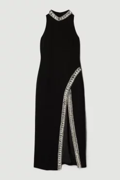Top 10 🛒 Karen Millen Tall Crystal Embellished Woven Maxi 👗 Dress ❤️ -PARTY DRESSES Sales Store bkk06701 black xl 3