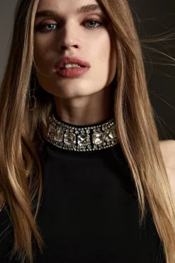 Top 10 🛒 Karen Millen Tall Crystal Embellished Woven Maxi 👗 Dress ❤️ -PARTY DRESSES Sales Store bkk06701 black xl 4